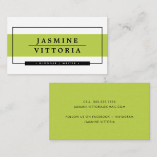 Carte De Visite MODERNE MINIMAL simple bordure citron vert bande n