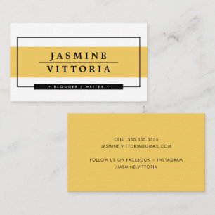 Carte De Visite MODERNE MINIMAL simple bordure jaune bande noire
