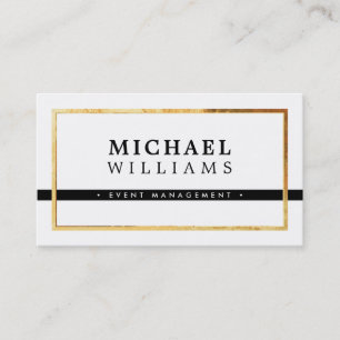 Carte De Visite MODERNE MINIMAL simple masculine bordure or noir