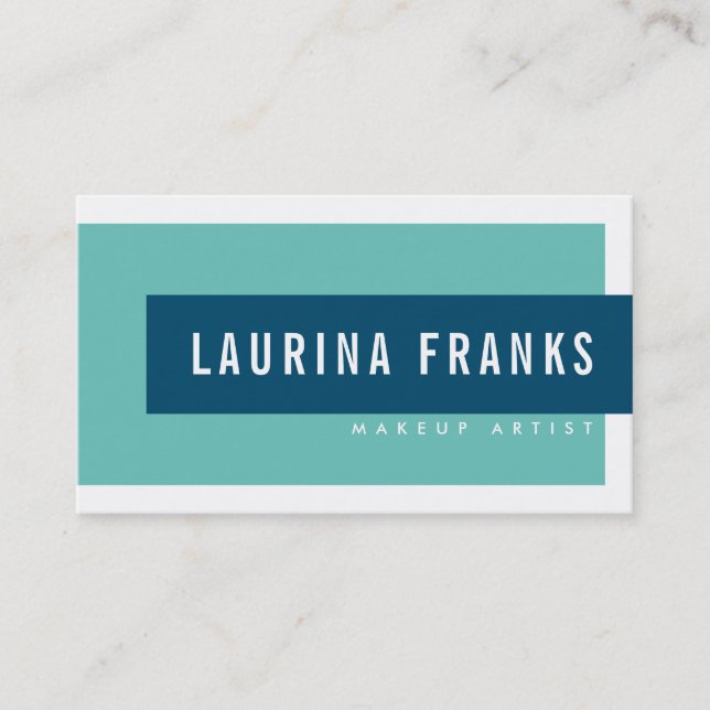 Carte De Visite MODERNE MINIMAL simple nom turquoise menthe marine (Devant)
