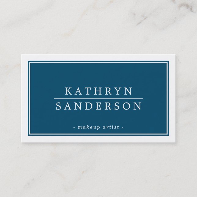 Carte De Visite MODERNE MINIMAL style bordure marine bleu blanc ty (Devant)