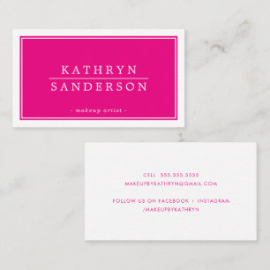 Carte De Visite MODERNE MINIMAL style bordure rose foncé type blan