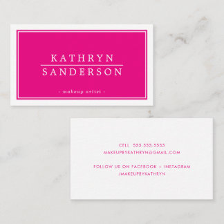Carte De Visite MODERNE MINIMAL style bordure rose foncé type blan