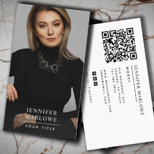 Carte De Visite Moderne Minimale Simple Photo QR Code Médias socia