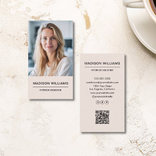 Carte De Visite Moderne minimaliste Blush Pink Photo QR Médias soc