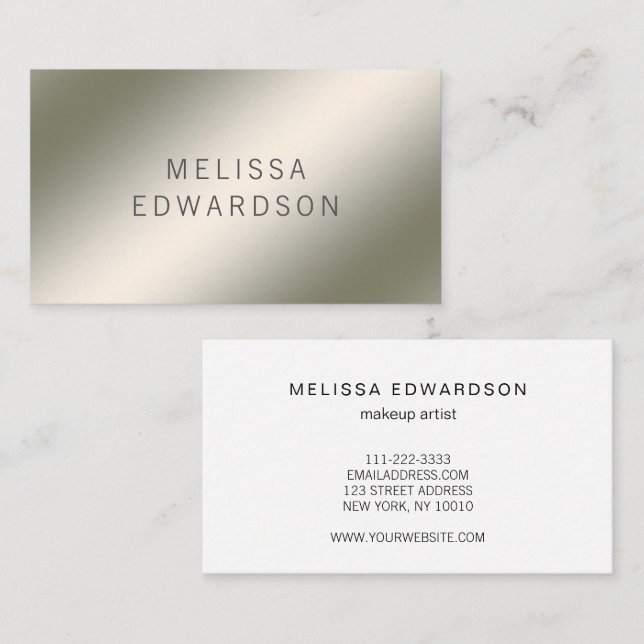 Carte De Visite Moderne minimaliste brillant professionnel argent (Devant / Derrière)