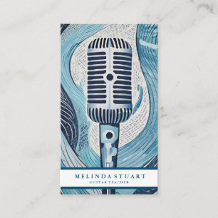 Carte De Visite Moderne minimaliste chic musicien enseignant de gu