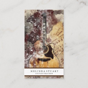 Carte De Visite Moderne minimaliste chic musicien enseignant de gu