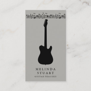 Carte De Visite Moderne minimaliste chic musicien Guitare enseigna