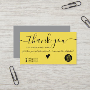 Carte De Visite Moderne minimaliste cool jaune ordre merci