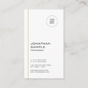 Carte De Visite Moderne minimaliste Cool tendance Or blanc vertica