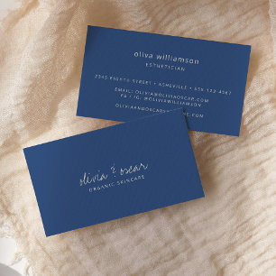 Carte De Visite Moderne Minimaliste Écriture Manuscrite Bleu Marin