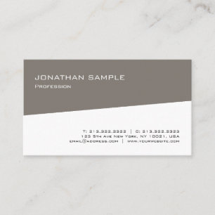 Carte De Visite Moderne minimaliste Élégant Brown Blanc tendance