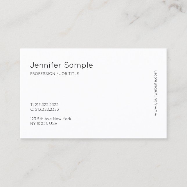 Carte De Visite Moderne minimaliste Élégant Design simple Cool Pla (Devant)