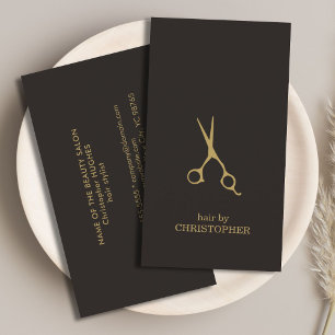 Carte De Visite Moderne minimaliste Faux foncé Gold Hair Styliste