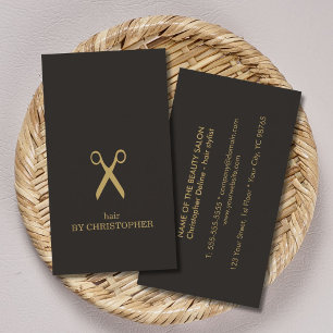Carte De Visite Moderne minimaliste Faux foncé Gold Hair Styliste