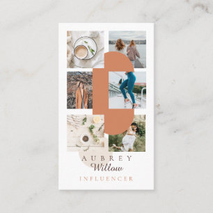 Carte De Visite Moderne minimaliste Instagram Photo Grid Influence