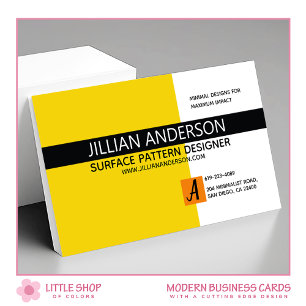 Carte De Visite Moderne minimaliste jaune et noir