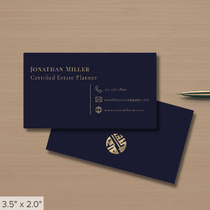 Carte De Visite Moderne minimaliste Marine Blue Gold
