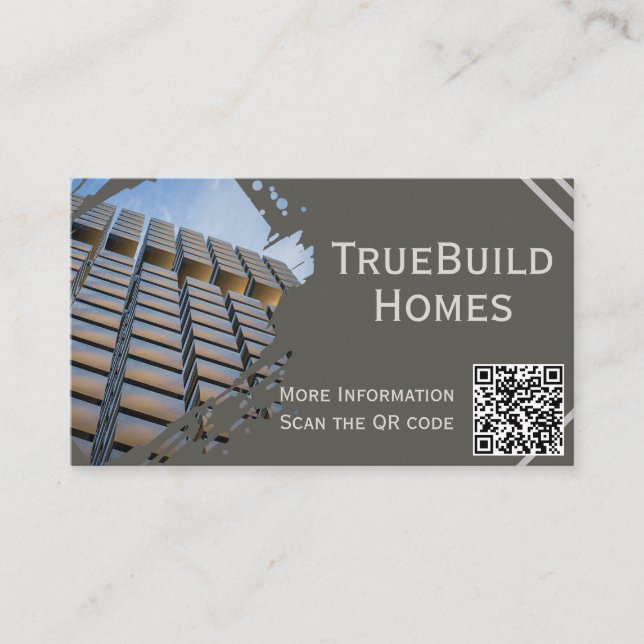 Carte De Visite Moderne minimaliste Monochrome élégant constructio (Devant)