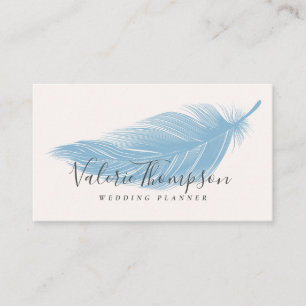 Carte De Visite Moderne minimaliste pastel bleu élégant boho plume