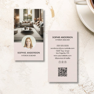 Carte De Visite Moderne minimaliste Photo Professionnel Rosé-Bleu