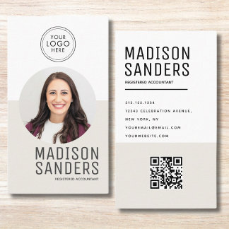 Carte De Visite Moderne Minimaliste  Photo QR Professionnel Simple
