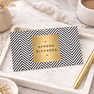 Carte De Visite Moderne Minimaliste Professionnel Chevron Noir Bla