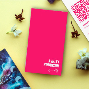 Carte De Visite Moderne minimaliste QR code hot rose