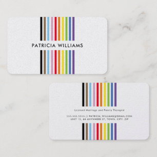 Carte De Visite MODERNE MINIMALISTE rayure colorée arc-en-ciel fie