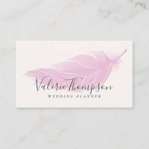 Carte De Visite Moderne minimaliste rose pastel élégant boho plume