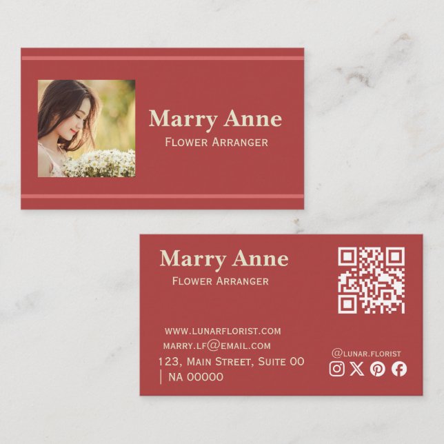 Carte De Visite Moderne minimaliste Rose Rose Florist Élégant (Devant / Derrière)