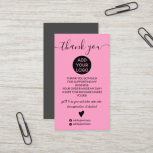 Carte De Visite Moderne minimaliste rose vif ordre merci