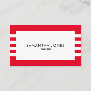 Carte De Visite Moderne minimaliste Rouge blanc rayures Freelancer
