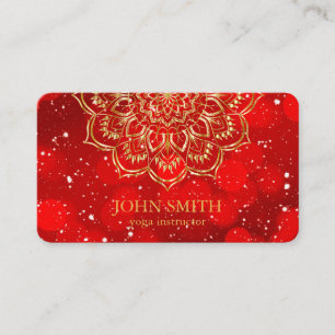 Carte De Visite Moderne minimaliste Rouge Or Lotus Yoga Instructeu