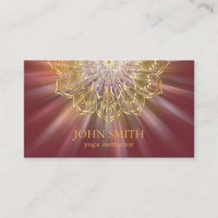 Carte De Visite Moderne minimaliste Rouge Or Lotus Yoga Instructeu