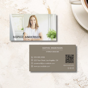 Carte De Visite Moderne Minimaliste Taupe Professionnel de Photo s
