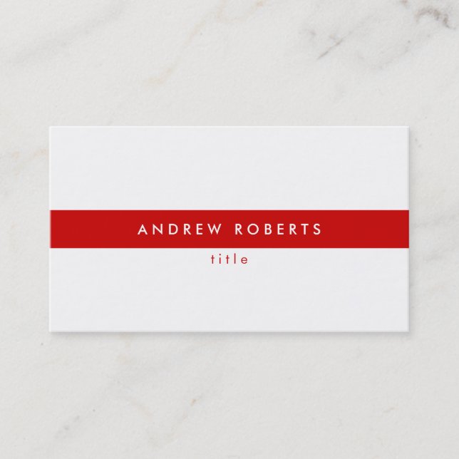 Carte de visite moderne moderne blanc rouge propre (Devant)