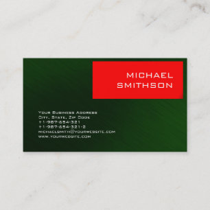 Carte de visite moderne moderne Red Stripe Green