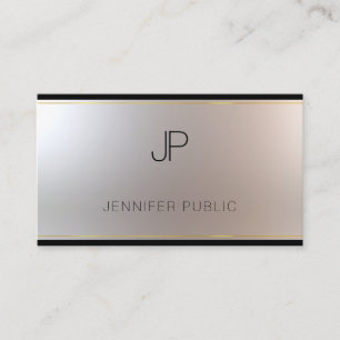 Carte De Visite Moderne Monogram Gold Modèle Silver Luxury Silk