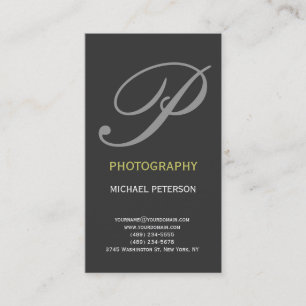 Carte de visite moderne Monogramme gris