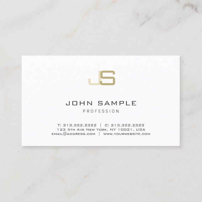Carte De Visite Moderne Monogramme Professionnel Élégant Simple (Devant)