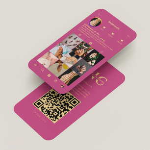 Carte De Visite Moderne Nail Tech esthétique Pink Gold Instagram