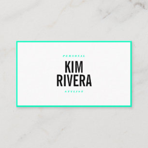 Carte De Visite Moderne néon vert styliste minimaliste professionn
