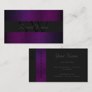Carte De Visite Moderne noir gris foncé violet couleurs Cool Monog