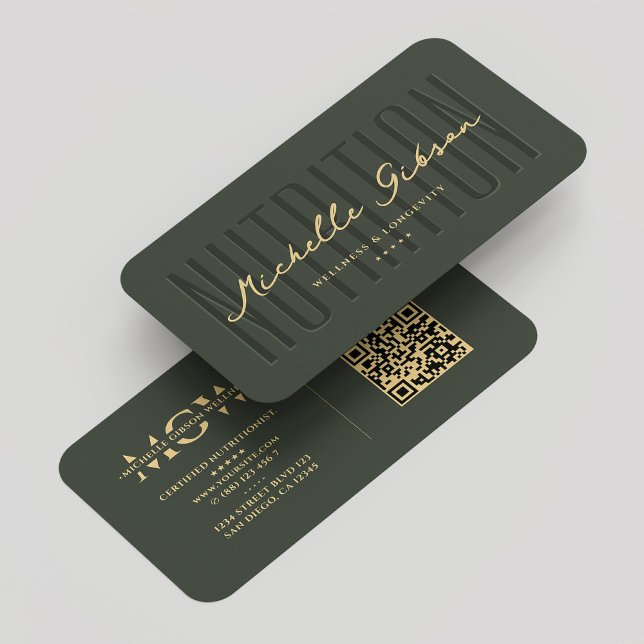 Carte De Visite Moderne nutritionniste diététiste Monogramme vert (Modern Nutritionist Dietitian Monogram Green Business Card
)