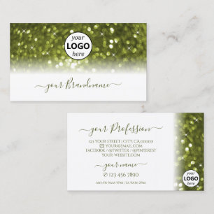 Carte De Visite Moderne Olive Green Bright Sparkle Parties scintil
