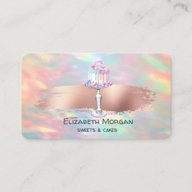 Carte De Visite Moderne, Opal, Rose Brush Strot, Gâteau (Devant)