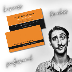 Carte De Visite Moderne Orange et Noir Chic Simple Professionnel