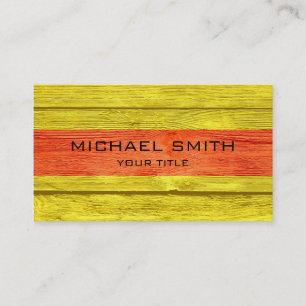 Carte De Visite Moderne Orange Jaune en bois